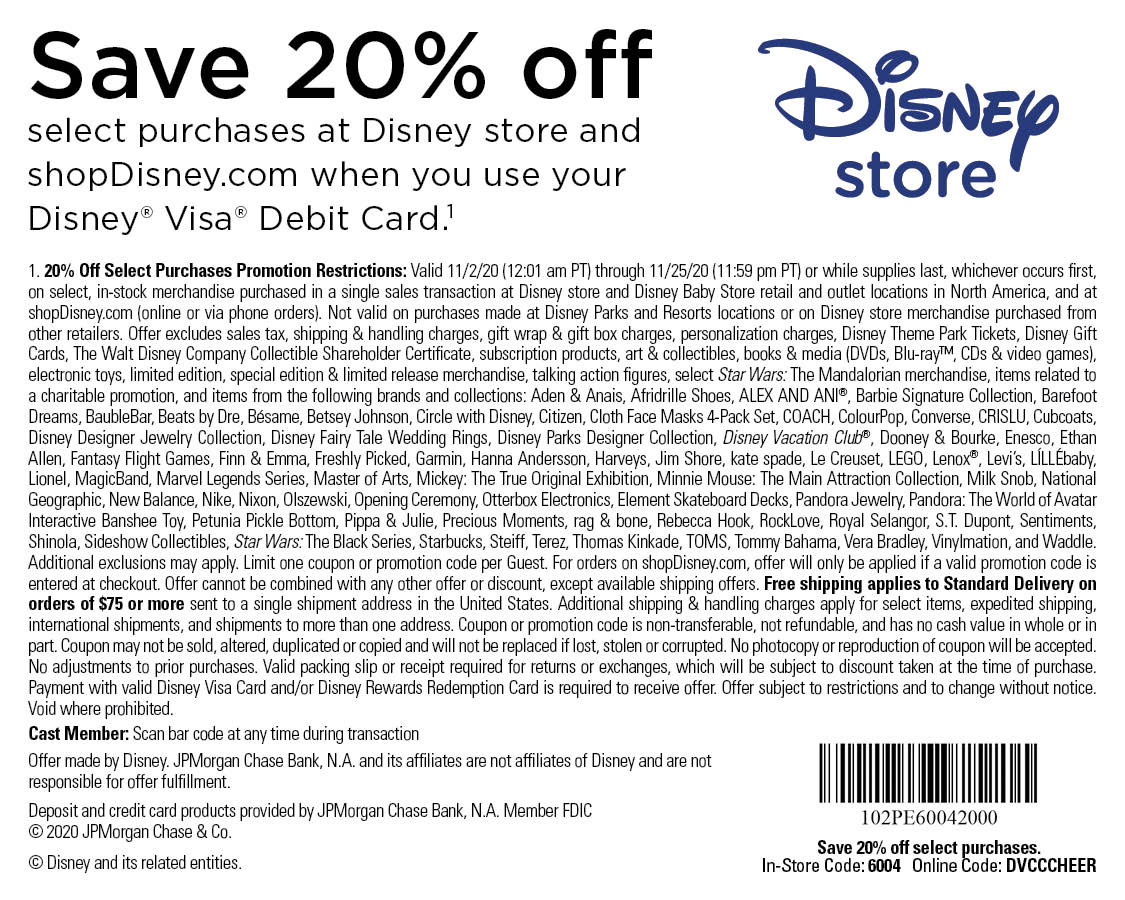 2020 Holiday Coupon 20% Off – Disney Debit